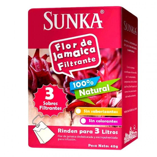 SUNKA -  FLOR DE JAMAICA (JAMAICA FLOWER) TEA INFUSIONS , BOX OF 40 GR