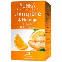 SUNKA  - GINGER & ORANGE HERBAL TEA INFUSIONS , BOX OF 20 TEA BAGS