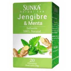 SUNKA  - GINGER & MINT  HERBAL TEA INFUSIONS , BOX OF 20 TEA BAGS