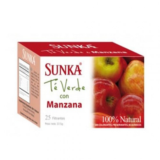 SUNKA - PERUVIAN GREEN TEA APPLE FLAVOR, BOX OF 25 UNITS
