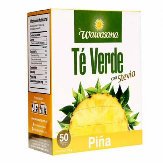 WAWASANA - GREEN TEA INFUSIONS WITH PINEAPPLE , BOX OF 50 TEA BAGS