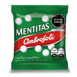 AMBROSOLI "MENTITAS" - MINT FLAVORED CANDIES , BOX OF 24 UNITS