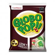 GLOBO POPS - MILK CHOCOLATE FLAVORED LOLLIPOPS , BAG X 24 UNITS