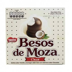 BESOS DE MOZA  - PERUVIAN CHOCOLATE BONBONS , COCONUT FLAVORED, BOX OF 9 UNITS