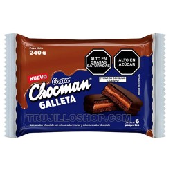 CHOCMAN COOKIE - SPONGE CAKE WITH CHOCOLATE FLAVORED BISCUIT, BAG X 6 UNITS