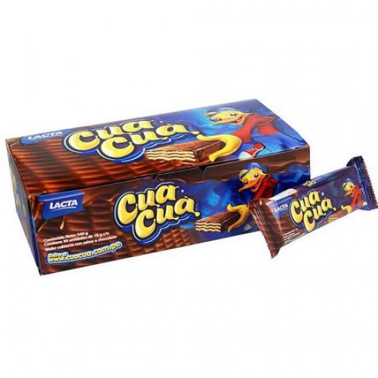 CUA CUA - WAFER ( OBLEA) WITH CHOCOLATE,  BOX OF 30 UNITS
