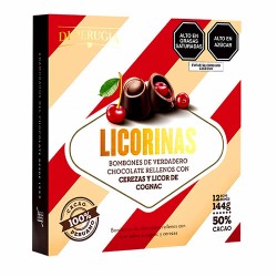 DI PERUGIA LICORINAS - CHOCOLATE BONBON FILLED WITH LIQUEUR FLAVORED COGNAC AND CHERRIES, BOX OF 12 UNITS