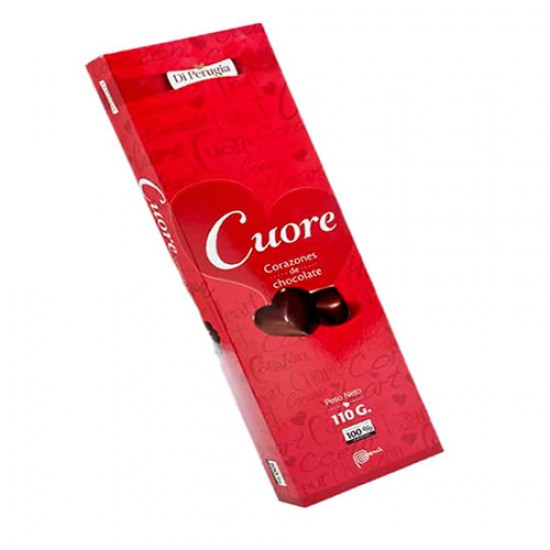 DI PERUGIA CUORE - CHOCOLATE BONBONS  FILLED WITH PEANUT BUTTER AND MARASCHINO TRUFFLE X 100 GR
