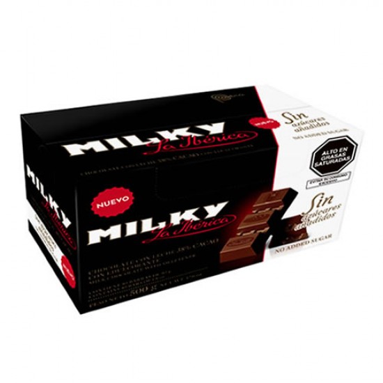 LA IBERICA MILKY - PERUVIAN CHOCOLATE NO SUGAR , BAR X 50 GR - BOX OF 10 UNITS