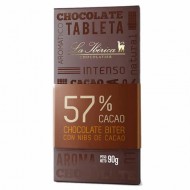 LA IBERICA - CHOCOLATE BITTER WITH COCOA NIBS , 57% CACAO - TABLET  X 90 GR