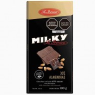 LA IBERICA MILKY - MILK CHOCOLATE WITH ALMONDS, 40% CACAO - TABLET  X 100 GR