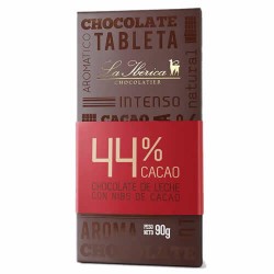 LA IBERICA - MILK CHOCOLATE WITH COCOA NIBS , 44% CACAO- TABLET  X 90 GR