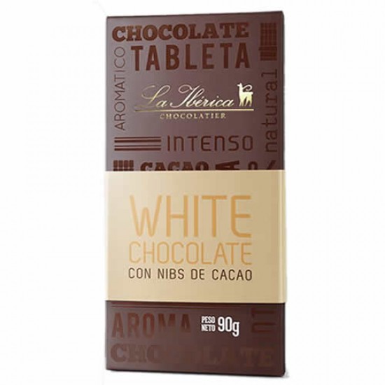 LA IBERICA - WHITE CHOCOLATE WITH COCOA NIBS - TABLET  X 90 GR