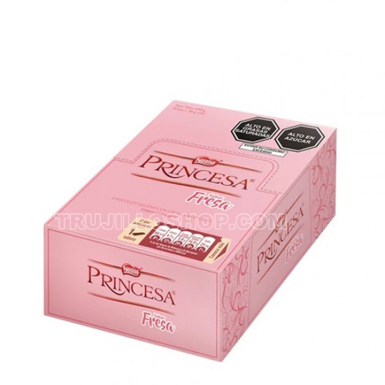 PRINCESA - CHOCOLATE BAR FILLED STRAWBERRY CREAM, BOX OF 20 BARS