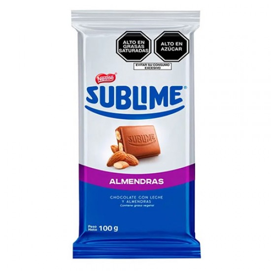SUBLIME ALMONDS - MILK CHOCOLATE WITH ALMONDS , PERU - TABLET X 100 GR