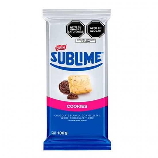 SUBLIME COOKIES - WHITE CHOCOLATE, COOKIES FLAVOR CHOCOLATE & PEANUT - TABLET X 100 GR