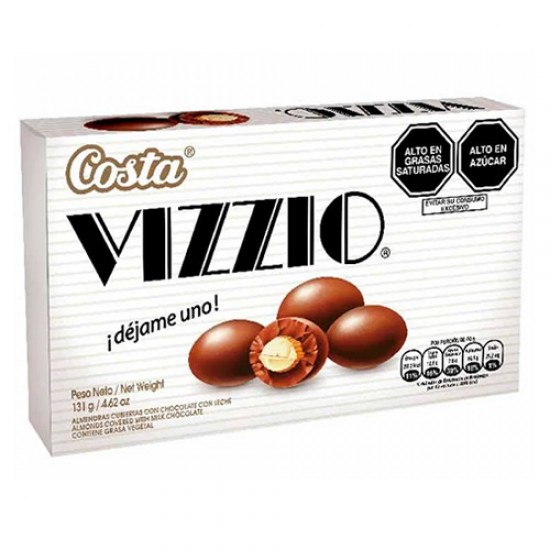 VIZZIO - ALMONDS COVERED WITH MILK CHOCOLATE , BOX OF 131 GR. 