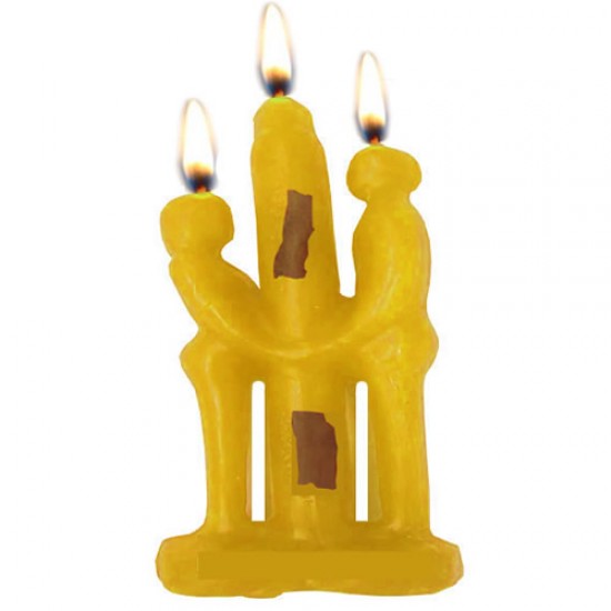 YELLOW COUPLE CANDLE FOR ATTRACTION AND FRIENDSHIP - DEVOTION BETWEEN LOVERS , RITUAL SPELL- PACK X 12 UNITS