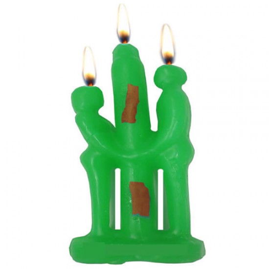 GREEN COUPLE CANDLE FOR RITUAL SPELL TO ATTRACT PROSPERITY , MONEY AND LUCK - PACK X 12 UNITS