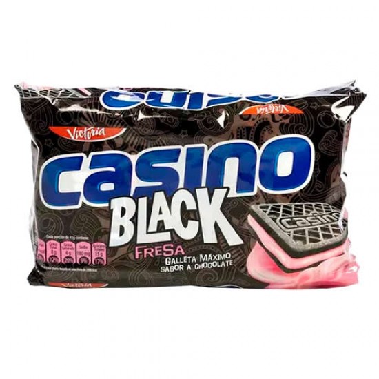 CASINO BLACK -  CHOCOLATE COOKIES FILLED WITH STRAWBERRY CREAM - BAG X 6 PACKETS