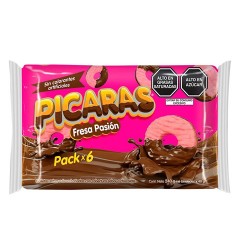 PICARAS  - COOKIES FILLED STRAWBERRY CREAM, BAG X 6 PACKETS